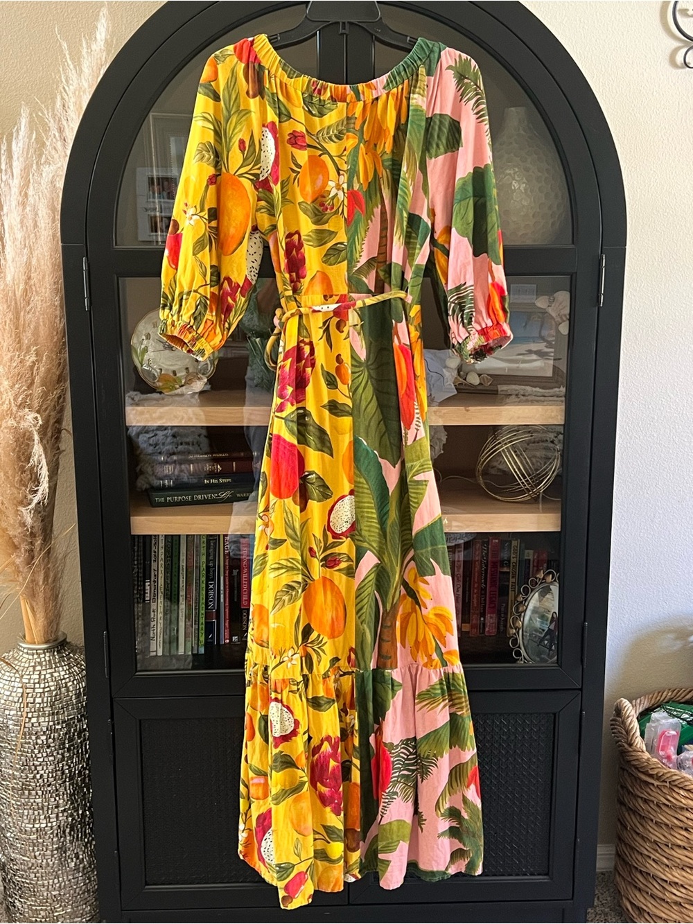 FARM Rio Yellow, Pink & Green Tropical Fruit Wrap Maxi Dress 🥭 - Picture 9 of 16